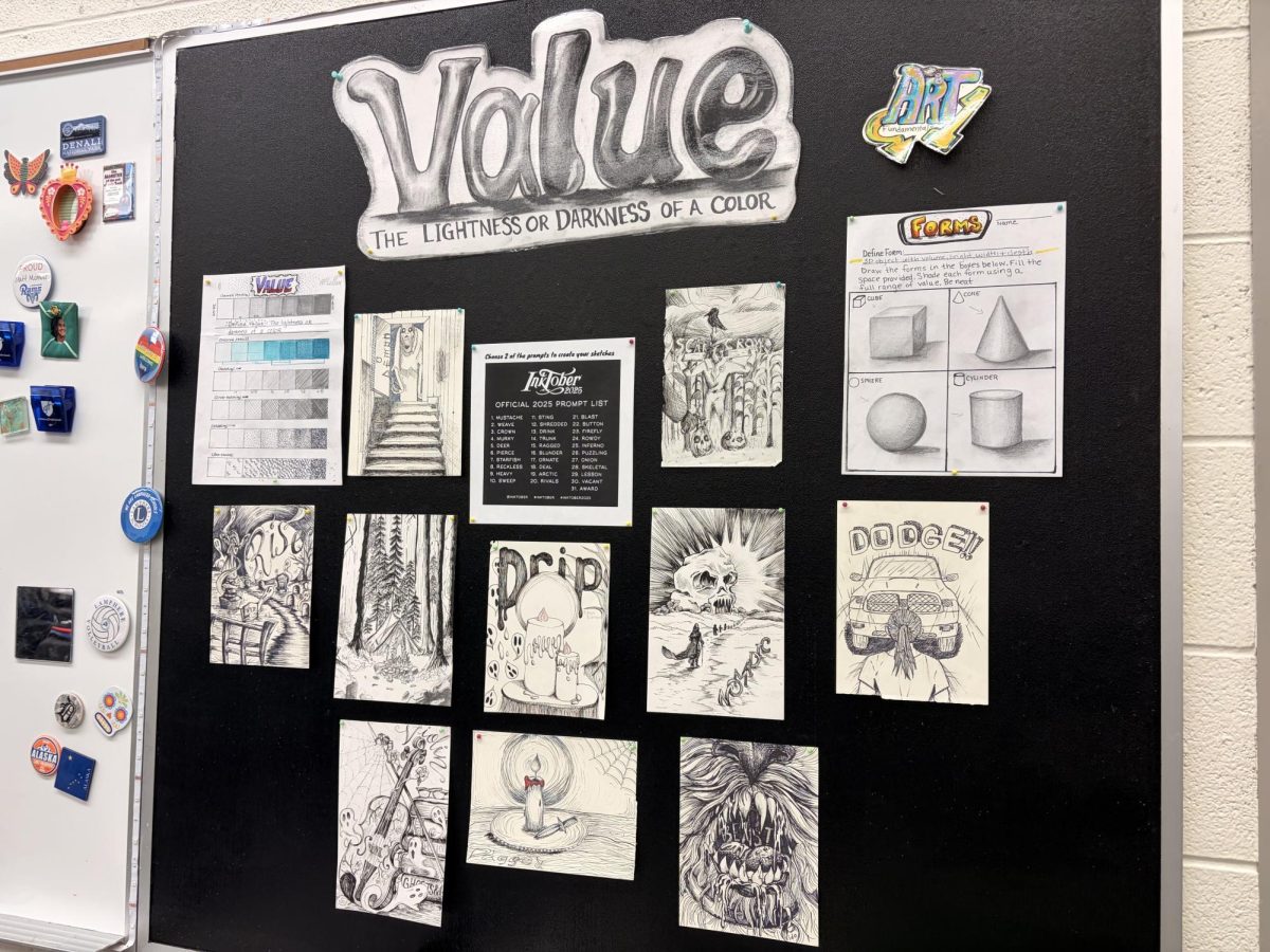 Student drawings in Mrs. McLellan's room