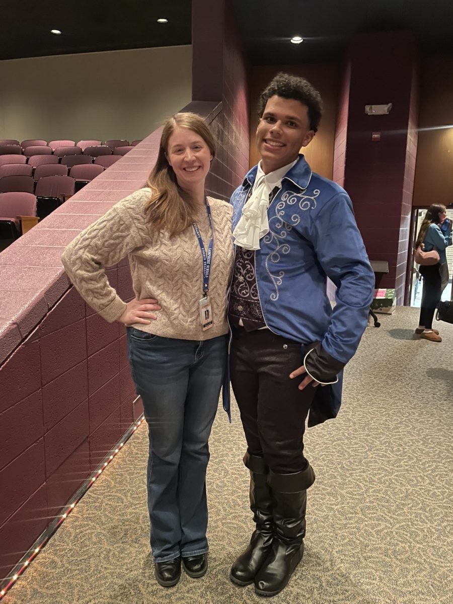 Mrs. Stephanie Peltier with her student(me), Troy Hill after Pride & Prejudice