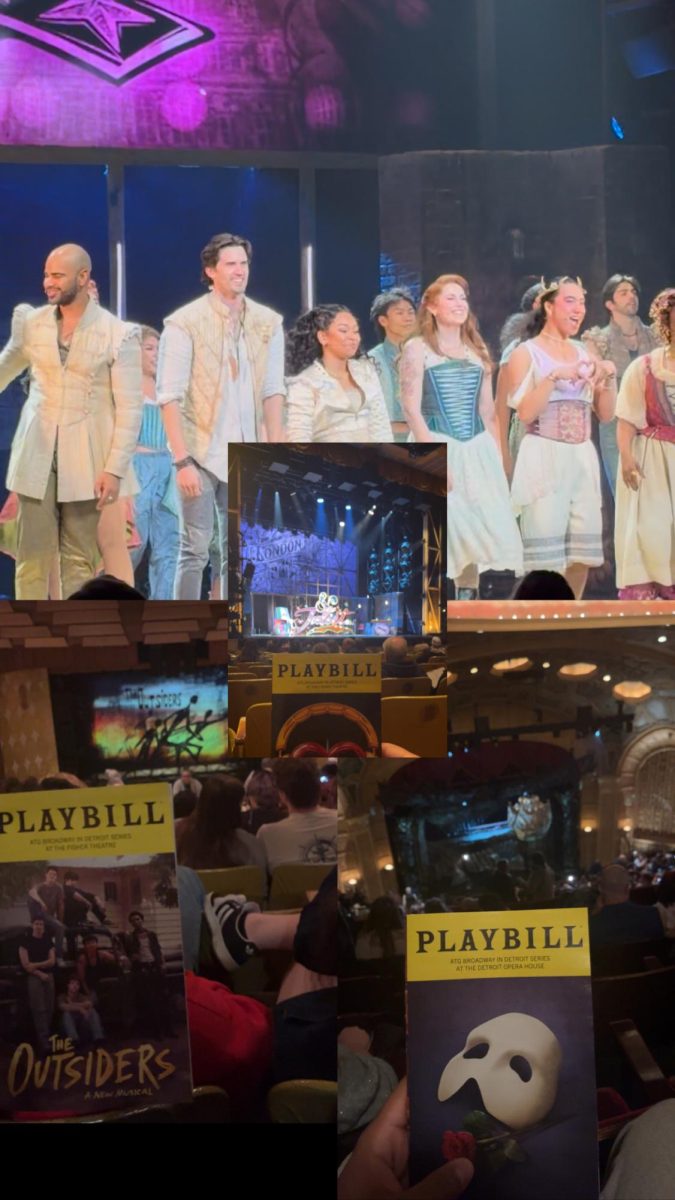 Cast of & Juliet, and 3 playbills, including & Juliet, Phantom of the Opera, and The Outsiders